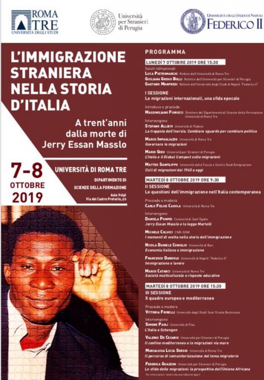 Congreso sobre “Inmigración extranjera en la historia de Italia. Treinta años después de la muerte de Jerry Essan Masslo” en la Universidad de Roma Tre. Mira el vídeo (en italiano)